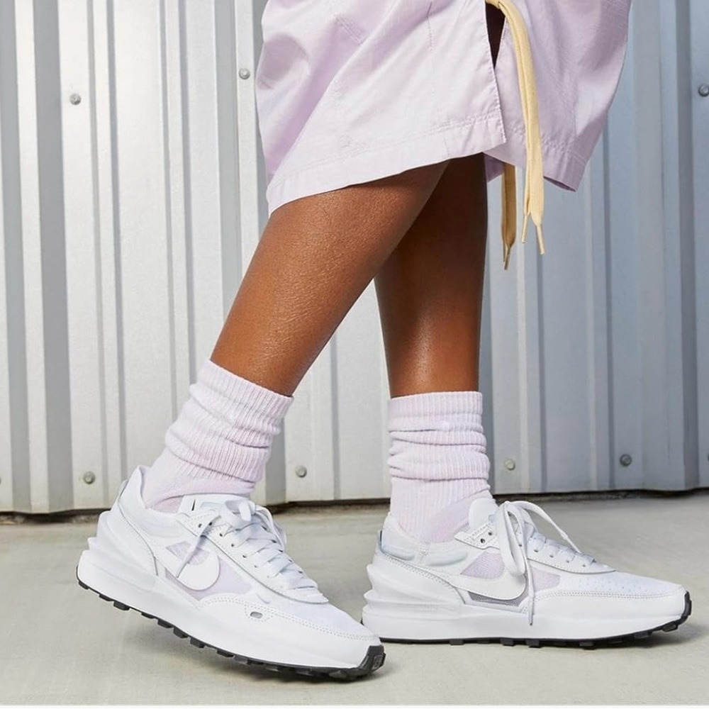 Nike Womens Waffle One Leather Textile White Trainers 8 US